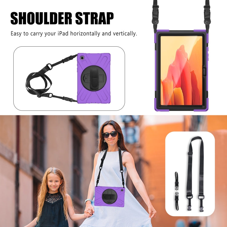 For Samsung Galaxy Tab A7 10.4 2020 T500 / T505 Shockproof Colorful Silicone + PC Protective Case with Holder & Shoulder Strap & Hand Strap & Screen Protector(Purple) - Other Galaxy Tab PC by buy2fix | Online Shopping UK | buy2fix