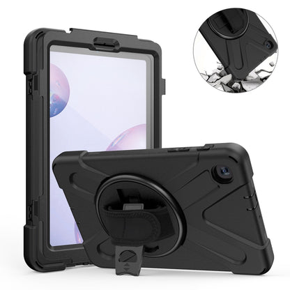 For Samsung Galaxy Tab A 8.4 2020 T307U Shockproof Colorful Silicone + PC Protective Case with Holder & Shoulder Strap & Hand Strap & Screen Protector(Black) - Tab A 8.4 (2020) by buy2fix | Online Shopping UK | buy2fix