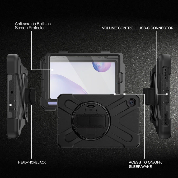 For Samsung Galaxy Tab A 8.4 2020 T307U Shockproof Colorful Silicone + PC Protective Case with Holder & Shoulder Strap & Hand Strap & Screen Protector(Black) - Tab A 8.4 (2020) by buy2fix | Online Shopping UK | buy2fix