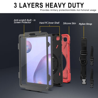 For Samsung Galaxy Tab A 8.4 2020 T307U Shockproof Colorful Silicone + PC Protective Case with Holder & Shoulder Strap & Hand Strap & Screen Protector(Red) - Tab A 8.4 (2020) by buy2fix | Online Shopping UK | buy2fix
