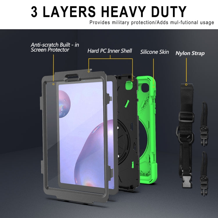 For Samsung Galaxy Tab A 8.4 2020 T307U Shockproof Colorful Silicone + PC Protective Case with Holder & Shoulder Strap & Hand Strap & Screen Protector(Green) - Tab A 8.4 (2020) by buy2fix | Online Shopping UK | buy2fix