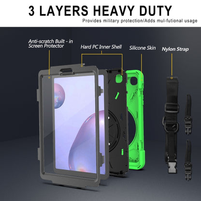 For Samsung Galaxy Tab A 8.4 2020 T307U Shockproof Colorful Silicone + PC Protective Case with Holder & Shoulder Strap & Hand Strap & Screen Protector(Green) - Tab A 8.4 (2020) by buy2fix | Online Shopping UK | buy2fix