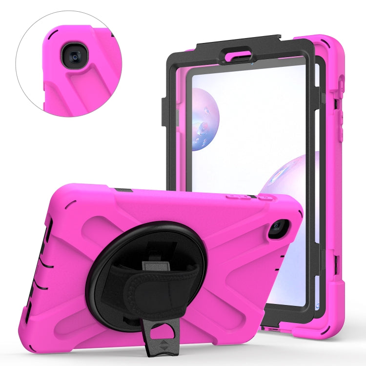 For Samsung Galaxy Tab A 8.4 2020 T307U Shockproof Colorful Silicone + PC Protective Case with Holder & Shoulder Strap & Hand Strap & Screen Protector(Rose Red) - Tab A 8.4 (2020) by buy2fix | Online Shopping UK | buy2fix