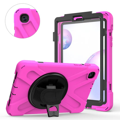 For Samsung Galaxy Tab A 8.4 2020 T307U Shockproof Colorful Silicone + PC Protective Case with Holder & Shoulder Strap & Hand Strap & Screen Protector(Rose Red) - Tab A 8.4 (2020) by buy2fix | Online Shopping UK | buy2fix