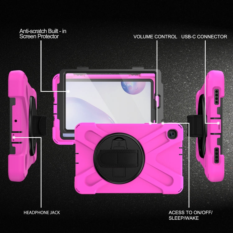 For Samsung Galaxy Tab A 8.4 2020 T307U Shockproof Colorful Silicone + PC Protective Case with Holder & Shoulder Strap & Hand Strap & Screen Protector(Rose Red) - Tab A 8.4 (2020) by buy2fix | Online Shopping UK | buy2fix