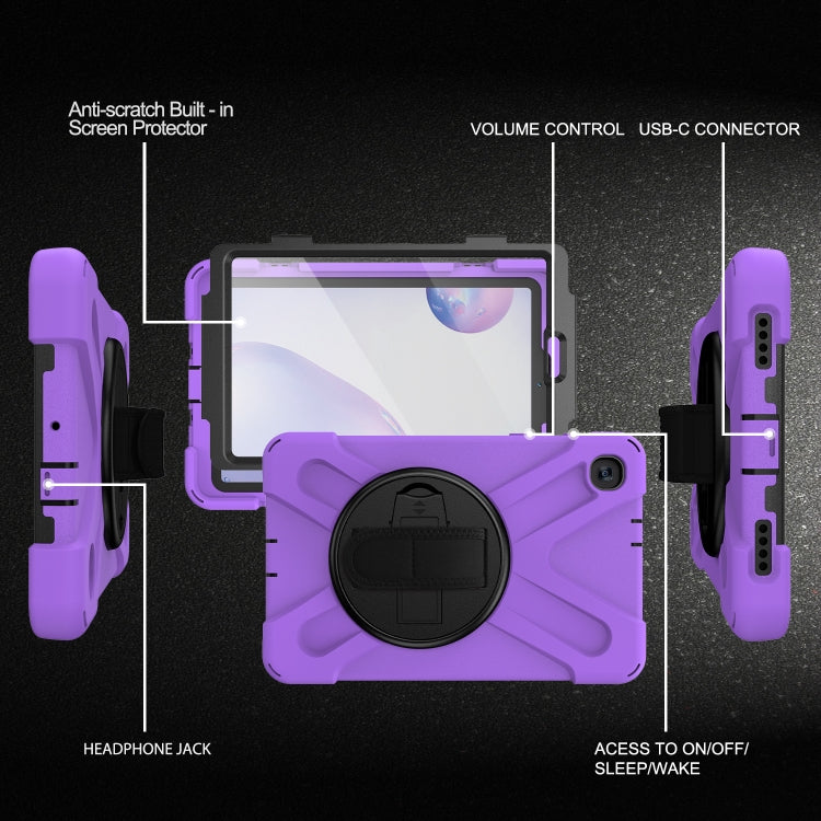 For Samsung Galaxy Tab A 8.4 2020 T307U Shockproof Colorful Silicone + PC Protective Case with Holder & Shoulder Strap & Hand Strap & Screen Protector(Purple) - Tab A 8.4 (2020) by buy2fix | Online Shopping UK | buy2fix