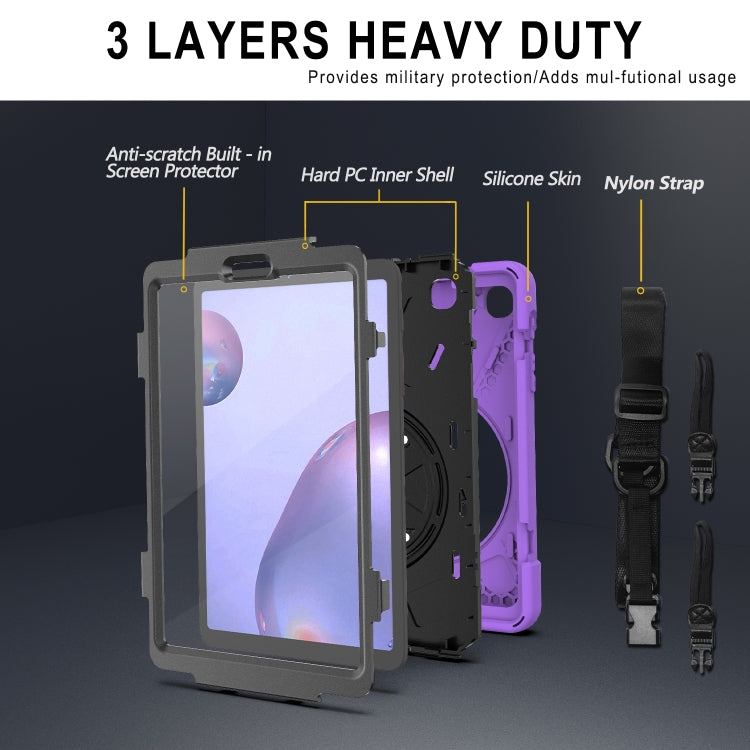 For Samsung Galaxy Tab A 8.4 2020 T307U Shockproof Colorful Silicone + PC Protective Case with Holder & Shoulder Strap & Hand Strap & Screen Protector(Purple) - Tab A 8.4 (2020) by buy2fix | Online Shopping UK | buy2fix