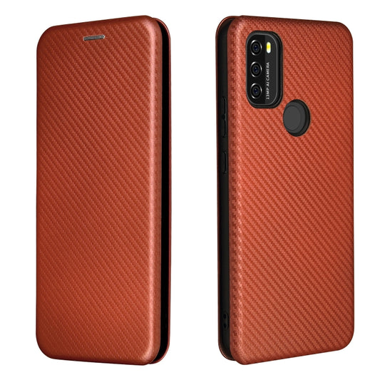 For Blackview A70 (2021) Carbon Fiber Texture Horizontal Flip TPU + PC + PU Leather Case with Card Slot(Brown) - More Brand by buy2fix | Online Shopping UK | buy2fix