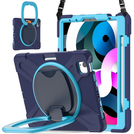 Silicone + PC Protective Case with Holder & Shoulder Strap For iPad Air 2022 / 2020 10.9(Navy Blue) - iPad Air (2022) / (2020) 10.9 Cases by buy2fix | Online Shopping UK | buy2fix