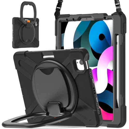 Silicone + PC Protective Case with Holder & Shoulder Strap For iPad Air 2022 / 2020 10.9(Black) - iPad Air (2022) / (2020) 10.9 Cases by buy2fix | Online Shopping UK | buy2fix