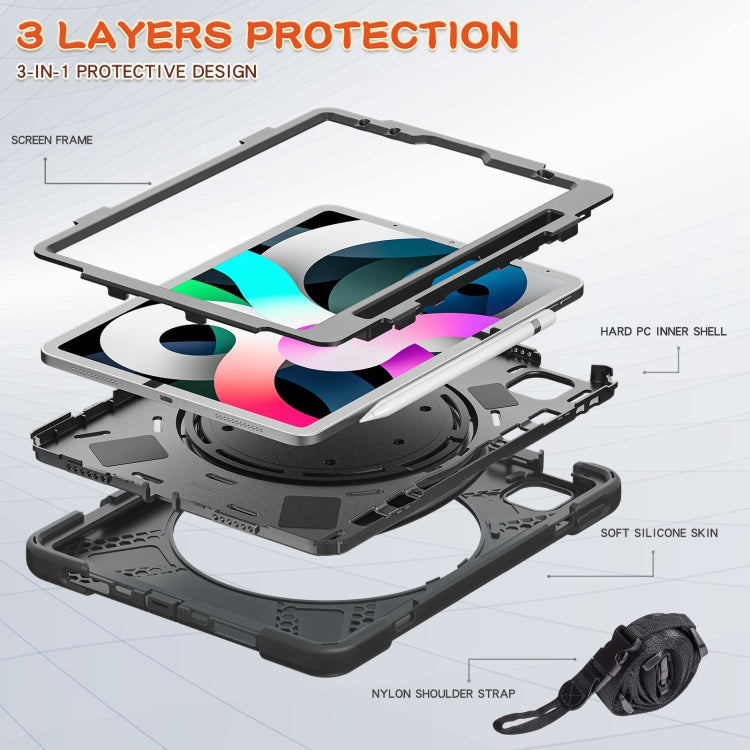 Silicone + PC Protective Case with Holder & Shoulder Strap For iPad Air 2022 / 2020 10.9(Black) - iPad Air (2022) / (2020) 10.9 Cases by buy2fix | Online Shopping UK | buy2fix