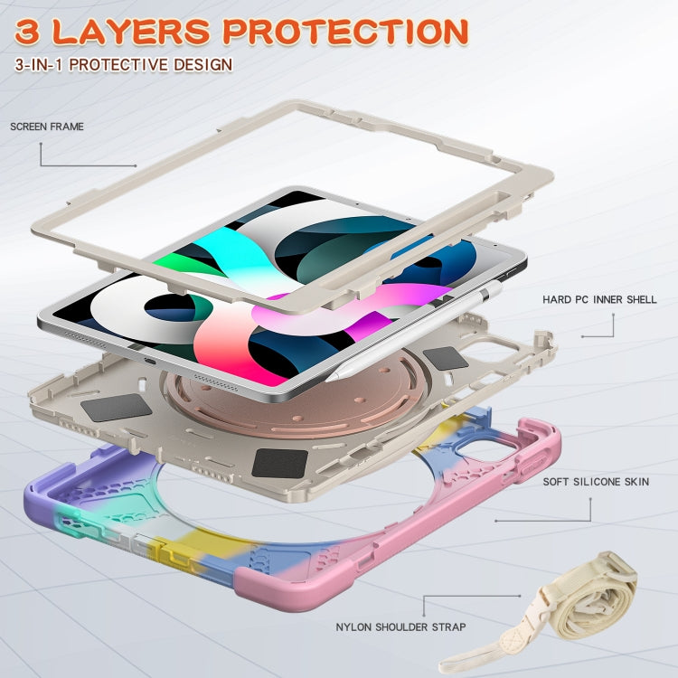 Silicone + PC Protective Case with Holder & Shoulder Strap For iPad Air 2022 / 2020 10.9(Colorful Pink) - iPad Air (2022) / (2020) 10.9 Cases by buy2fix | Online Shopping UK | buy2fix