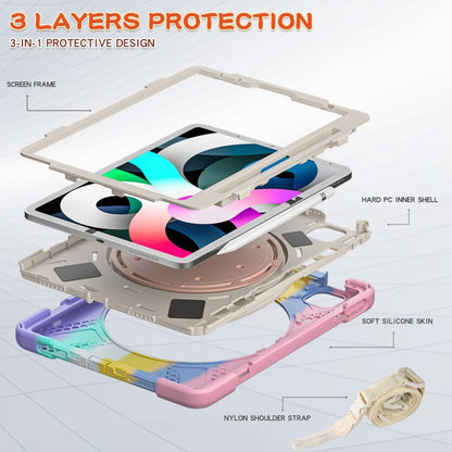 Silicone + PC Protective Case with Holder & Shoulder Strap For iPad Air 2022 / 2020 10.9(Colorful Pink) - iPad Air (2022) / (2020) 10.9 Cases by buy2fix | Online Shopping UK | buy2fix