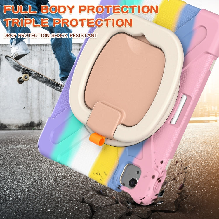 Silicone + PC Protective Case with Holder & Shoulder Strap For iPad Air 2022 / 2020 10.9(Colorful Pink) - iPad Air (2022) / (2020) 10.9 Cases by buy2fix | Online Shopping UK | buy2fix