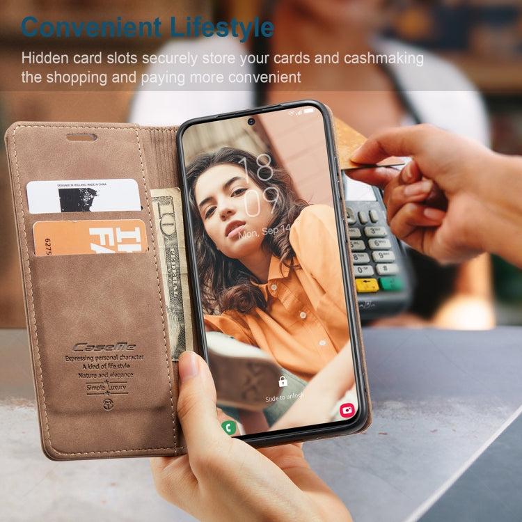 For Samsung Galaxy S21 FE CaseMe 013 Multifunctional Horizontal Flip Leather Case, with Card Slot & Holder & Wallet(Brown) by CaseMe