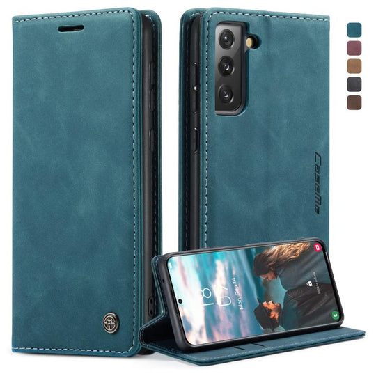 For Samsung Galaxy S21 FE CaseMe 013 Multifunctional Horizontal Flip Leather Case, with Card Slot & Holder & Wallet(Blue)