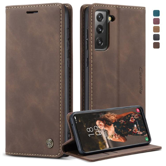 For Samsung Galaxy S21 FE CaseMe 013 Multifunctional Horizontal Flip Leather Case, with Card Slot & Holder & Wallet(Coffee) - Galaxy Phone Cases by CaseMe | Online Shopping UK | buy2fix
