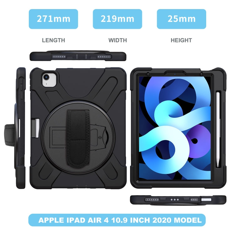 Shockproof Colorful Silicone + PC Protective Case with Holder & Shoulder Strap & Hand Strap For iPad Pro 11 2022 / 2021 / 2020 / 2018 /  Air 4 2020 (Black) - iPad Air (2022) / (2020) 10.9 Cases by buy2fix | Online Shopping UK | buy2fix