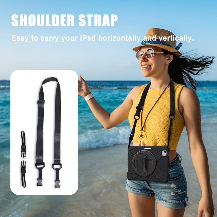 Shockproof Colorful Silicone + PC Protective Case with Holder & Shoulder Strap & Hand Strap For iPad Pro 11 2022 / 2021 / 2020 / 2018 /  Air 4 2020 (Black) - iPad Air (2022) / (2020) 10.9 Cases by buy2fix | Online Shopping UK | buy2fix