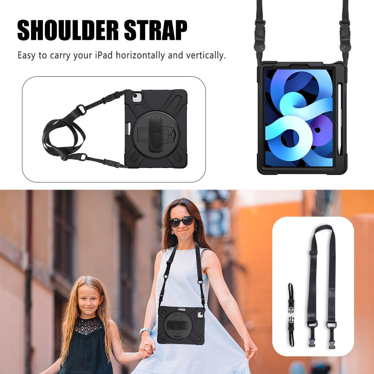 Shockproof Colorful Silicone + PC Protective Case with Holder & Shoulder Strap & Hand Strap For iPad Pro 11 2022 / 2021 / 2020 / 2018 /  Air 4 2020 (Black) - iPad Air (2022) / (2020) 10.9 Cases by buy2fix | Online Shopping UK | buy2fix