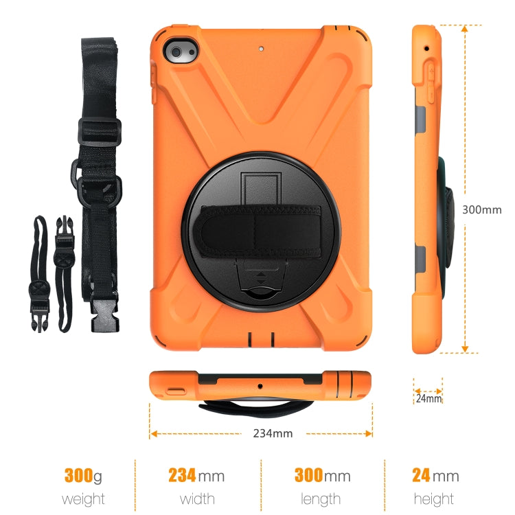 Shockproof Colorful Silicone + PC Protective Case with Holder & Shoulder Strap & Hand Strap For iPad Mini 4 / Mini (2019)(Orange) - iPad Mini 4 & 3 & 2 & 1 Cases by buy2fix | Online Shopping UK | buy2fix