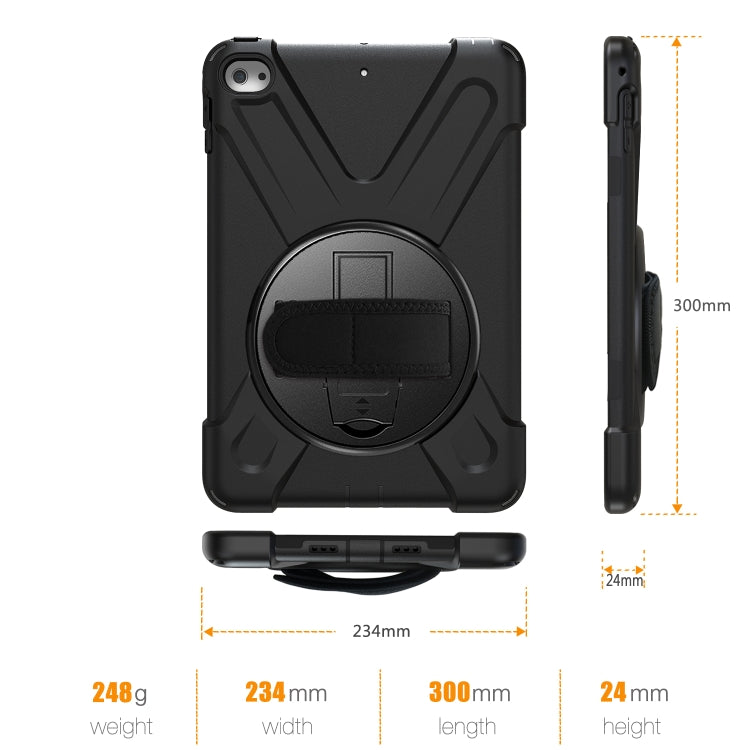 Shockproof Colorful Silicone + PC Protective Case with Holder & Shoulder Strap & Hand Strap For iPad Mini 4 / Mini (2019)(Black) - iPad Mini 4 & 3 & 2 & 1 Cases by buy2fix | Online Shopping UK | buy2fix