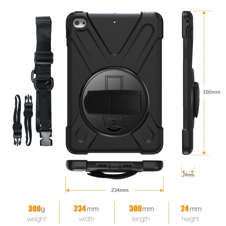 Shockproof Colorful Silicone + PC Protective Case with Holder & Shoulder Strap & Hand Strap For iPad Mini 4 / Mini (2019)(Black) - iPad Mini 4 & 3 & 2 & 1 Cases by buy2fix | Online Shopping UK | buy2fix