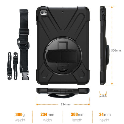 Shockproof Colorful Silicone + PC Protective Case with Holder & Shoulder Strap & Hand Strap For iPad Mini 4 / Mini (2019)(Black) - iPad Mini 4 & 3 & 2 & 1 Cases by buy2fix | Online Shopping UK | buy2fix