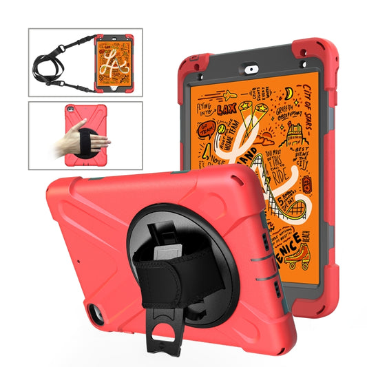 Shockproof Colorful Silicone + PC Protective Case with Holder & Shoulder Strap & Hand Strap For iPad Mini 4 / Mini (2019)(Red) - iPad Mini 4 & 3 & 2 & 1 Cases by buy2fix | Online Shopping UK | buy2fix