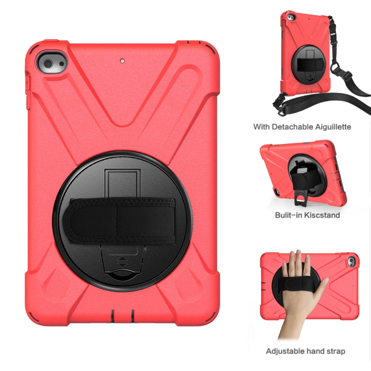 Shockproof Colorful Silicone + PC Protective Case with Holder & Shoulder Strap & Hand Strap For iPad Mini 4 / Mini (2019)(Red) - iPad Mini 4 & 3 & 2 & 1 Cases by buy2fix | Online Shopping UK | buy2fix