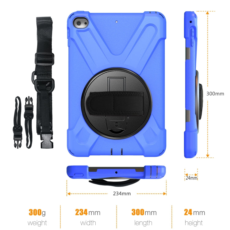 Shockproof Colorful Silicone + PC Protective Case with Holder & Shoulder Strap & Hand Strap For iPad Mini 4 / Mini (2019)(Blue) - iPad Mini 4 & 3 & 2 & 1 Cases by buy2fix | Online Shopping UK | buy2fix
