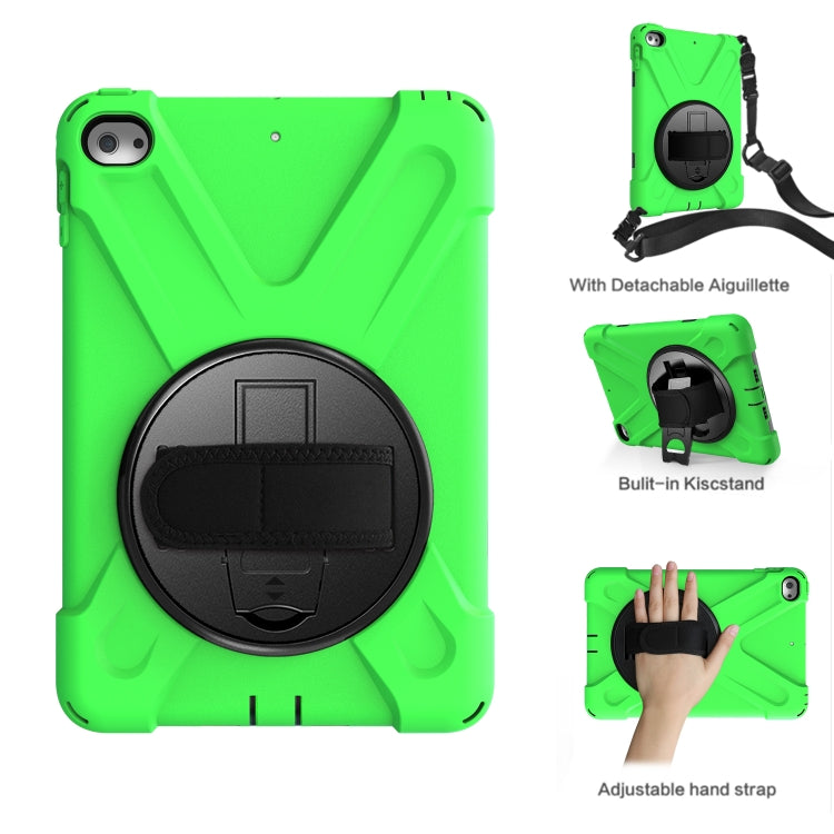 Shockproof Colorful Silicone + PC Protective Case with Holder & Shoulder Strap & Hand Strap For iPad Mini 4 / Mini (2019)(Green) - iPad Mini 4 & 3 & 2 & 1 Cases by buy2fix | Online Shopping UK | buy2fix