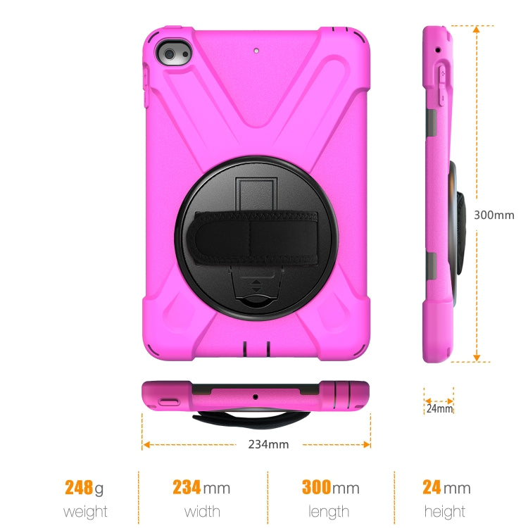 Shockproof Colorful Silicone + PC Protective Case with Holder & Shoulder Strap & Hand Strap For iPad Mini 4 / Mini (2019)(Rose Red) - iPad Mini 4 & 3 & 2 & 1 Cases by buy2fix | Online Shopping UK | buy2fix