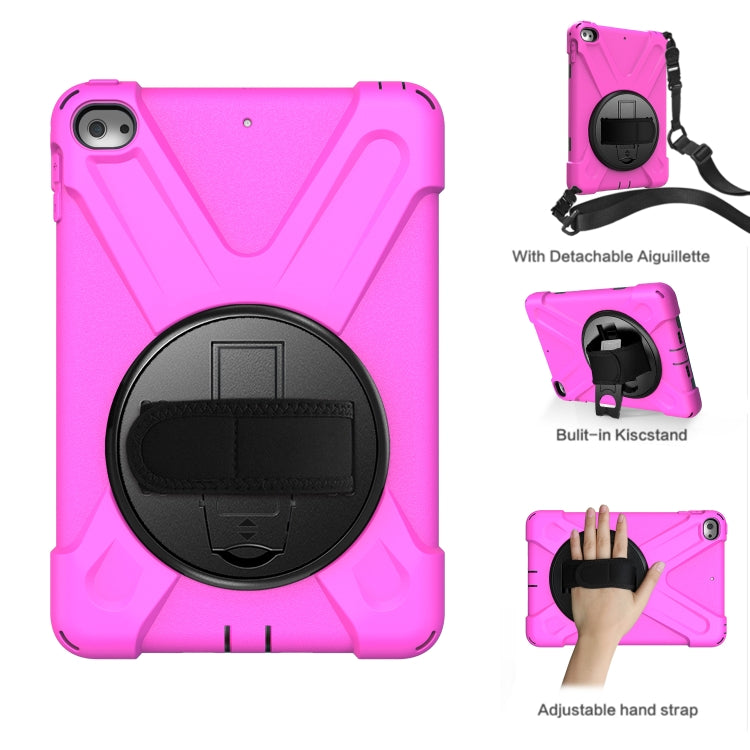 Shockproof Colorful Silicone + PC Protective Case with Holder & Shoulder Strap & Hand Strap For iPad Mini 4 / Mini (2019)(Rose Red) - iPad Mini 4 & 3 & 2 & 1 Cases by buy2fix | Online Shopping UK | buy2fix