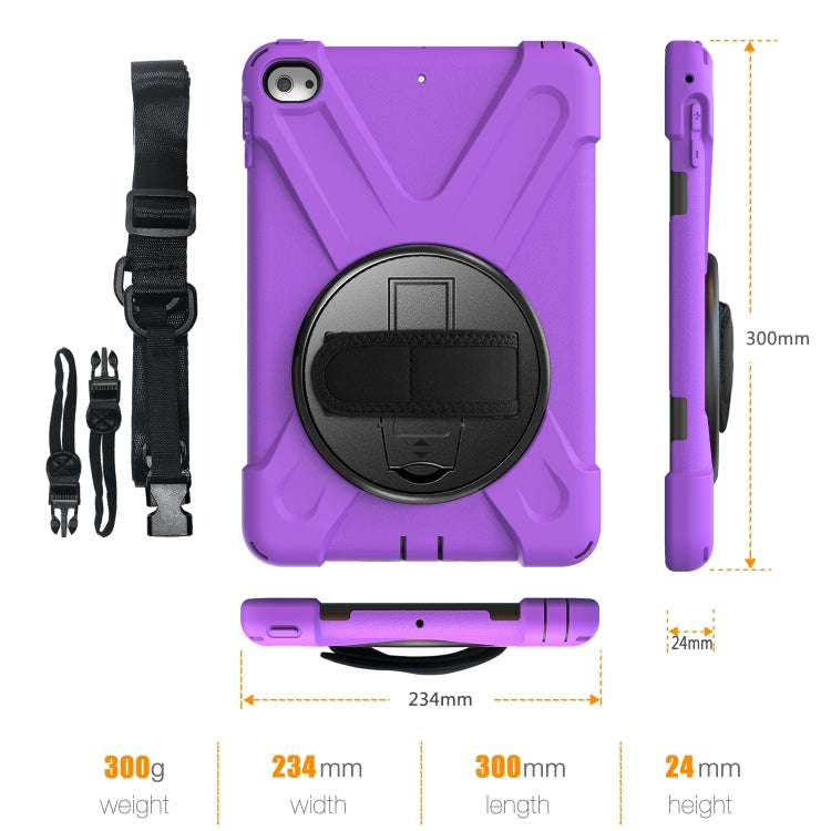 Shockproof Colorful Silicone + PC Protective Case with Holder & Shoulder Strap & Hand Strap For iPad Mini 4 / Mini (2019)(Purple) - iPad Mini 4 & 3 & 2 & 1 Cases by buy2fix | Online Shopping UK | buy2fix