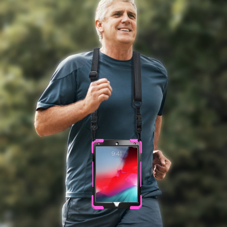 Shockproof Colorful Silicone + PC Protective Case with Holder & Shoulder Strap & Hand Strap & Pen Slot For iPad Pro 10.5(Rose Red) - iPad Pro 10.5 inch Cases by buy2fix | Online Shopping UK | buy2fix