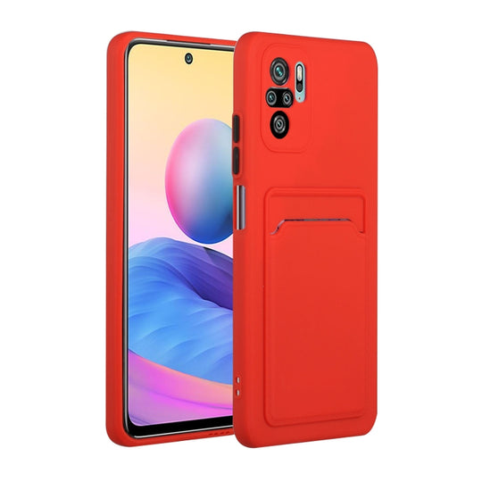 For Xiaomi Redmi Note 10 5G Card Slot Design Shockproof TPU Protective Case(Red)