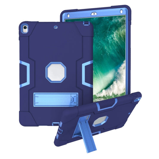 Contrast Color Robot Shockproof Silicone + PC Protective Case with Holder For iPad Pro 10.5 inch (2017) / Air 10.5 (2019)(Navy Blue + Blue) - iPad Pro 10.5 inch Cases by buy2fix | Online Shopping UK | buy2fix