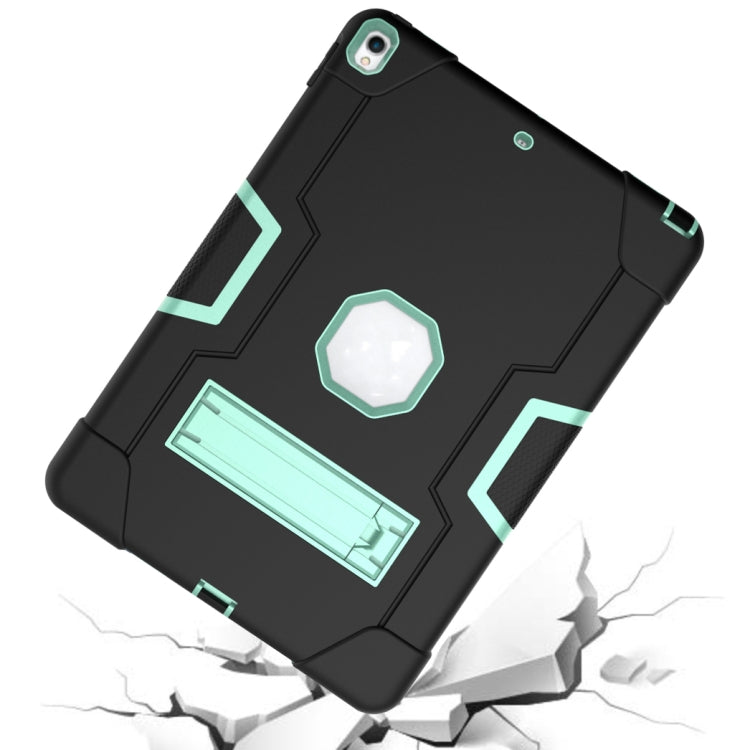 Contrast Color Robot Shockproof Silicone + PC Protective Case with Holder For iPad Pro 10.5 inch (2017) / Air 10.5 (2019)(Black + Mint Green) - iPad Pro 10.5 inch Cases by buy2fix | Online Shopping UK | buy2fix