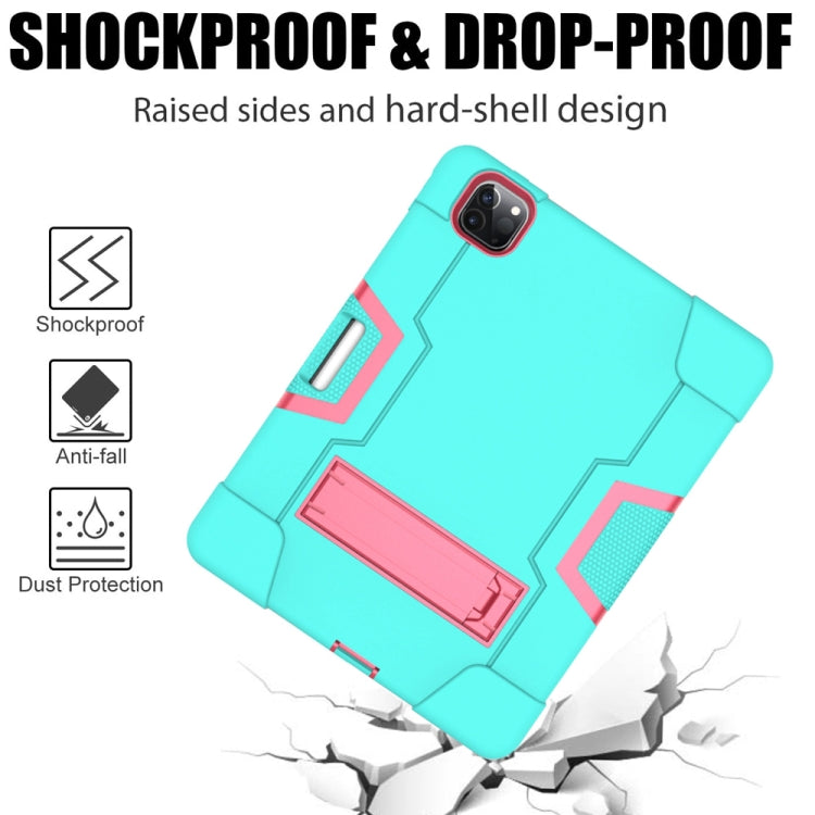 Contrast Color Robot Shockproof Silicone + PC Protective Case with Holder & Pen Slot For iPad Pro 12.9 (2018) / (2020)(Mint Green + Rose Red) - iPad Pro 12.9 (2018) Cases by buy2fix | Online Shopping UK | buy2fix