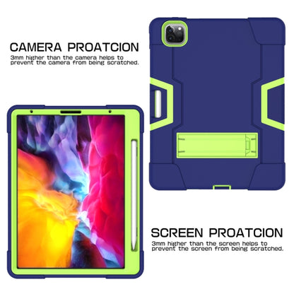 Contrast Color Robot Shockproof Silicone + PC Protective Case with Holder & Pen Slot For iPad Pro 12.9 (2018) / (2020)(Navy Blue + Yellow Green) - iPad Pro 12.9 (2018) Cases by buy2fix | Online Shopping UK | buy2fix