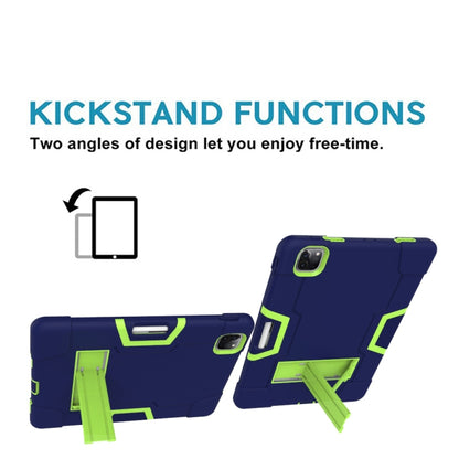 Contrast Color Robot Shockproof Silicone + PC Protective Case with Holder & Pen Slot For iPad Pro 12.9 (2018) / (2020)(Navy Blue + Yellow Green) - iPad Pro 12.9 (2018) Cases by buy2fix | Online Shopping UK | buy2fix