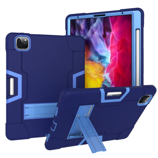 Contrast Color Robot Shockproof Silicone + PC Protective Case with Holder & Pen Slot For iPad Pro 12.9 (2018) / (2020)(Navy Blue + Blue) - iPad Pro 12.9 (2018) Cases by buy2fix | Online Shopping UK | buy2fix