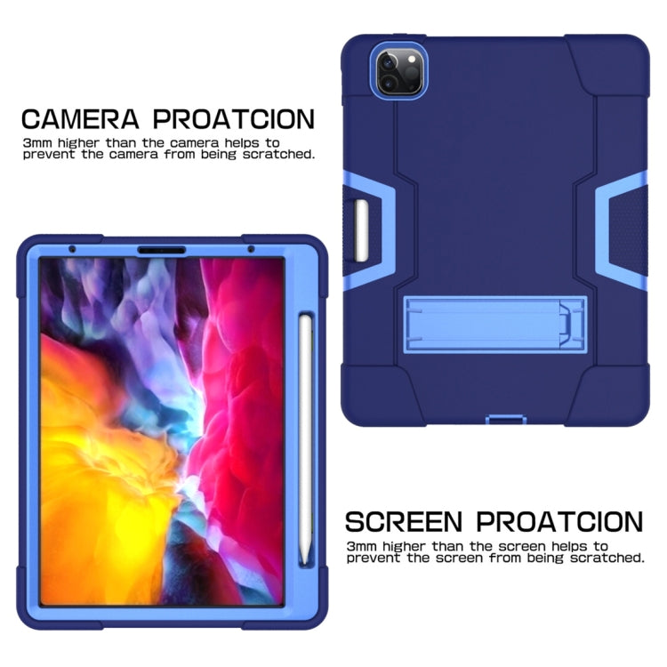 Contrast Color Robot Shockproof Silicone + PC Protective Case with Holder & Pen Slot For iPad Pro 12.9 (2018) / (2020)(Navy Blue + Blue) - iPad Pro 12.9 (2018) Cases by buy2fix | Online Shopping UK | buy2fix