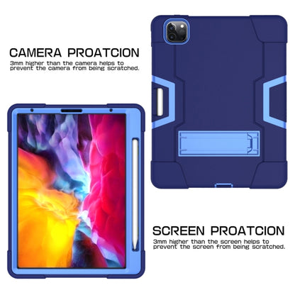 Contrast Color Robot Shockproof Silicone + PC Protective Case with Holder & Pen Slot For iPad Pro 12.9 (2018) / (2020)(Navy Blue + Blue) - iPad Pro 12.9 (2018) Cases by buy2fix | Online Shopping UK | buy2fix