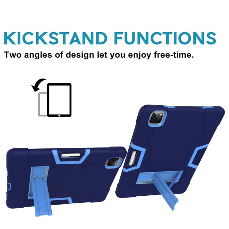 Contrast Color Robot Shockproof Silicone + PC Protective Case with Holder & Pen Slot For iPad Pro 12.9 (2018) / (2020)(Navy Blue + Blue) - iPad Pro 12.9 (2018) Cases by buy2fix | Online Shopping UK | buy2fix