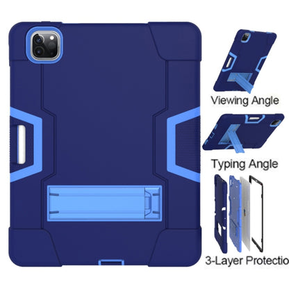 Contrast Color Robot Shockproof Silicone + PC Protective Case with Holder & Pen Slot For iPad Pro 12.9 (2018) / (2020)(Navy Blue + Blue) - iPad Pro 12.9 (2018) Cases by buy2fix | Online Shopping UK | buy2fix