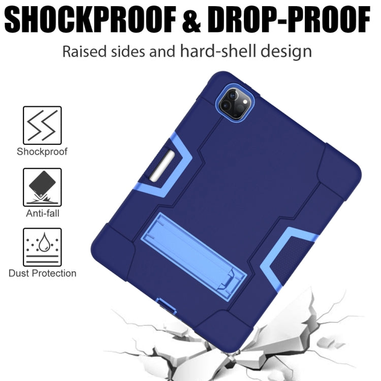 Contrast Color Robot Shockproof Silicone + PC Protective Case with Holder & Pen Slot For iPad Pro 12.9 (2018) / (2020)(Navy Blue + Blue) - iPad Pro 12.9 (2018) Cases by buy2fix | Online Shopping UK | buy2fix
