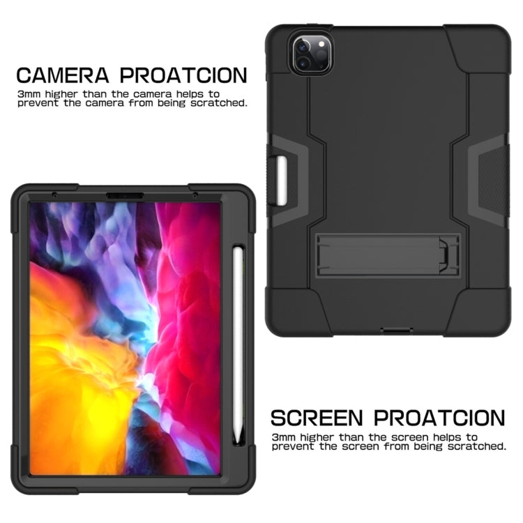 Contrast Color Robot Shockproof Silicone + PC Protective Case with Holder & Pen Slot For iPad Pro 12.9 (2018) / (2020)(Black) - iPad Pro 12.9 (2018) Cases by buy2fix | Online Shopping UK | buy2fix