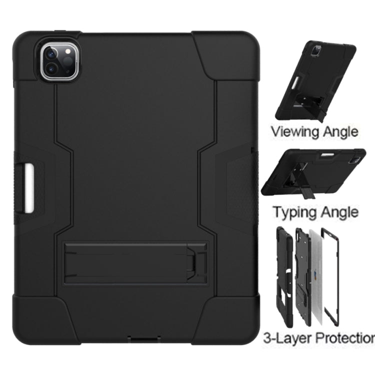 Contrast Color Robot Shockproof Silicone + PC Protective Case with Holder & Pen Slot For iPad Pro 12.9 (2018) / (2020)(Black) - iPad Pro 12.9 (2018) Cases by buy2fix | Online Shopping UK | buy2fix